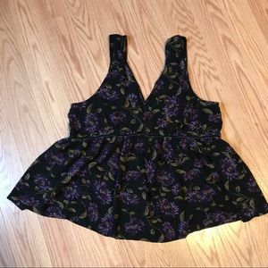 Floral and velvet babydoll tank top